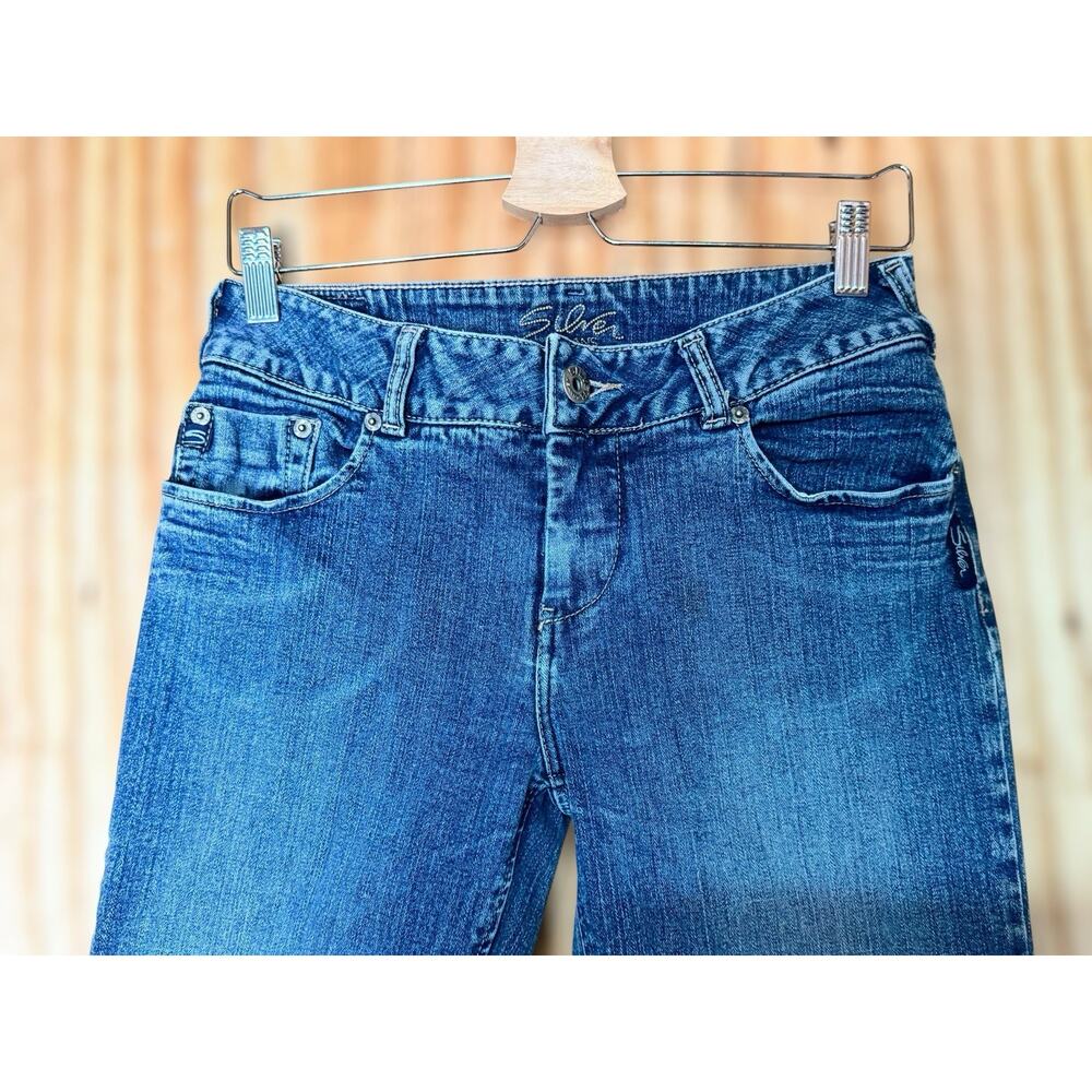 Y2K Silver Jeans Womens Size 29 Low Rise Dark Wash Bootcut Flare Denim Stretch - Picture 3 of 12